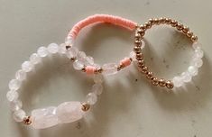 Rose Quartz and Heishi Gemstones with Rose Gold beads and spacers Pink Rondelle Beaded Bracelets, Pink Rondelle Beaded Bracelets, Hand-strung, Pink Hand-strung Rondelle Beaded Bracelets, Pink Faceted Rondelle Beads Bracelet, Pink Rondelle Gemstone Beads Bracelets, Pink Rondelle Bracelets With Faceted Beads, Pink Rondelle Bracelet With Faceted Beads, Rose Gold Beaded Bracelets With Gemstone Beads, Elegant Pink Stretch Bracelet With Natural Stones