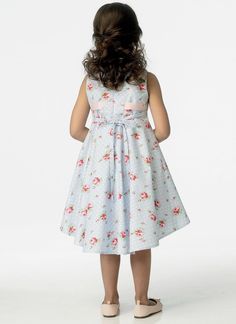 "Butterick Pattern B6013 Dress has bodice with raised waist, tie ends, flared skirt, back zipper and very narrow hem. A, B: Sleeveless, lined, ruffles attached to lining for petticoat and hi-low hem. A: Button holes for purchased ribbon belt. B: Peter pan collar and purchased trim. C: Wrong side shows on flutter sleeves. D: Bias binding for short puff sleeves. C, D: Lined bodice and two tiered skirt. Designed for Lightweight Woven Fabrics. FABRICS: Linen, Broadcloth, Dotted Swiss, Satins. Unsuit Fitted A-line Dress With Bow, Sleeveless Cotton Dress With Lined Bodice, Fit And Flare Full Skirt Dress Lined, Fit And Flare Full Skirt Dress With Lining, Cotton A-line Dress With Tie Back, Fitted A-line Dress With Tie Back, Cotton Fit And Flare Lined Dress, Cotton Fit And Flare Dress With Lining, Spring Dress With Pleated Bodice And Fitted Waist