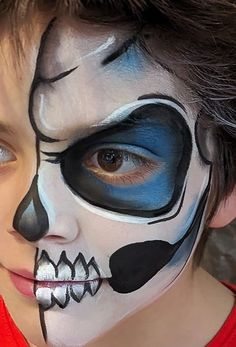 Boys Halloween Facepaint, Skeleton Face, Creepy Halloween Makeup, Halloween Makeup Diy, Face Paint Makeup, Kids Face Paint, Face Painting Halloween, Face Painting Designs