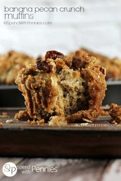 banana pecan crunch muffins on a tray