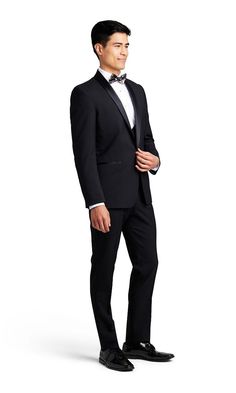 Black Shawl Lapel Tuxedo | Friar Tux Tuxedo Three-piece Suit With Notch Lapel For Evening, Evening Tuxedo Three-piece Suit With Notch Lapel, Evening Tuxedo Three-piece Suit, Black Single Button Tuxedo For Black-tie Events, Black Single Button Tuxedo For Party, Black Single-button Tuxedo For Party, Single Button Tuxedo For Black Tie Events, Notch Lapel Single Button Tuxedo For Black-tie Events, Sleek Notch Lapel Tuxedo For Black-tie Events