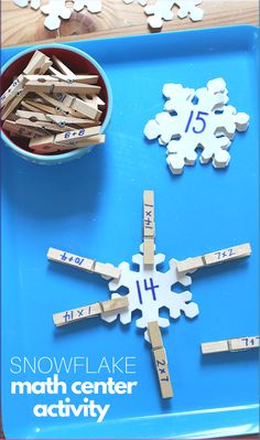 snowflake math center activity for kids