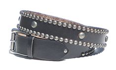 This is a great belt. Black Veg tanned leather with awesome domed studs that we antique to a cool gunmetal color. You might get tiny touch of rust color in the antiqued studs. Adjustable Black Belts And Suspenders, Black Adjustable Casual Belt, Casual Black Adjustable Belt, Classic Adjustable Black Belt Buckle, Classic Black Belt Buckle, Mens Leather Belts, Leather Tool Pouches, Stud Belt, Leather Rivets