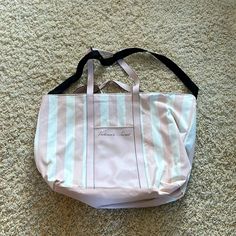 Brand New With Tags! Victoria’s Secret Tote Bag, Light Pink And White Stripes, Can Be Used With Handles Or Longer Black Strap, Very Roomy Inside, No Rips/Stains/Tears, Smoke Free Home, Pet Friendly Home Casual White Victoria's Secret Bag, Trendy White Victoria's Secret Shoulder Bag, Victoria's Secret White Shoulder Bag For Daily Use, Victoria's Secret Shopping Bags For Spring, Victoria's Secret Bags For Spring Shopping, Victoria's Secret White Travel Bag, Victoria's Secret Spring Shopping Bags, Victoria's Secret White Bags For Everyday Use, Trendy Victoria's Secret Bags For Spring