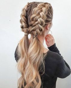 braids Ways To Wear Braids, Braids Dutch, Braided Braids, Two Ponytail Hairstyles, Dutch Braid Ponytail, Hairstyle Braided, Tan Skin Blonde Hair, Dutch Braid Hairstyles, Double Ponytail