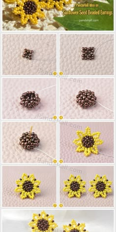 the instructions for making beaded sunflowers