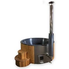 SOAK Natural Wood Fired Hot Tub (6 Person) Accessories SaunaLife Hot Tub Wood Fired, Hot Tub Party, Hot Tub Steps, Wood Burning Heaters, Hot Tub Designs, Outdoor Hot Tub, Wood Exterior, Chimney Cap, Wood Steps