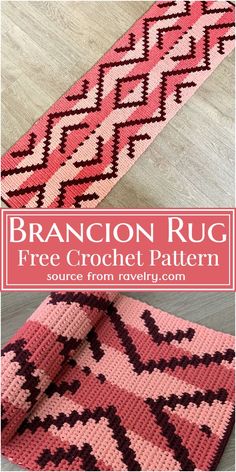 a crocheted rug with the text, branton rug free crochet pattern