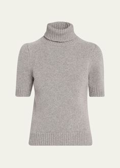 Winter Tops With Ribbed Collar And Short Sleeves, Relaxed Fit Cashmere Turtleneck Top, Relaxed Fit Turtleneck Cashmere Top, Cashmere Turtleneck Top With Relaxed Fit, Elegant Short Sleeve Tops With Ribbed Collar, Classic Fitted Winter Top, Classic Fitted Top For Winter, Casual Cashmere Turtleneck Top, Chic Cashmere Tops With Ribbed Collar