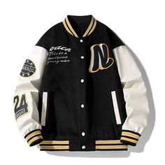 Spring Autumn Stadium Award Letter Embroidery University Baseball Bomber Jacket Men Unisex Women Cotton Coat Men, Teen Jackets, Mens Coats Casual, Men's Uniform, Baseball Jacket Men, Embroidered Leather Jacket, Retro Coat, Street Jeans, Baseball Outfit