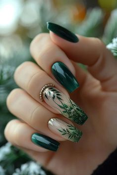 Green Nails Homecoming, Fall Nails With Green, Green Forest Nails, Sassy Nails, Fall Nail Art Designs, Green Nail Designs, Cute Nails For Fall, Cuticle Care, Nails Green