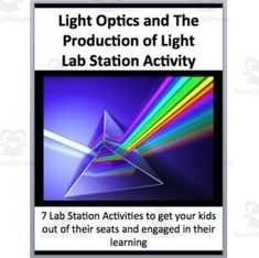 a poster with the text light optics and the production of light lab station activity