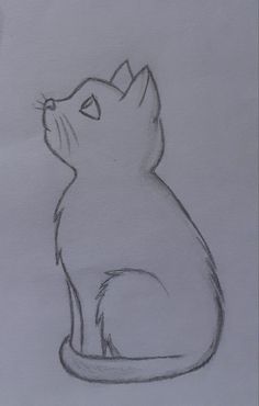 a pencil drawing of a cat sitting down