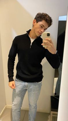 Keep it casual Jeans And Quarter Zip Outfit, Mens Fall Aesthetic, Mens Quarter Zip Sweater Outfit, Quarter Zip Sweater Outfit, Quarter Zip Outfit Men, Zip Sweater Outfit, Quarter Zip Outfit, Mens Quarter Zip Sweater