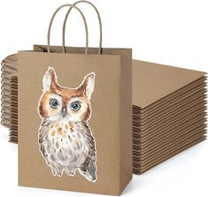 a brown paper bag with an owl on it