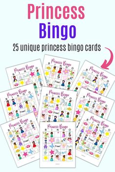 Tet princess bingo  - 25 unique princess bingo cards Princess Bingo Printable Free, Disney Princess Bingo Printable Free, Fairytale Bingo Free, Royal Princess Birthday Party Games, Art Bingo Free Printable, Spa Bingo Printable Free, Princess Games Party, Princess Party Craft Ideas, Tea Party Bingo Free Printable