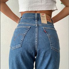 High Waisted Levi Jeans Levi’s High Waisted Jeans, Levi's High Waist Blue Pants, Levi's Retro High-rise Jeans, Levis High Waisted Jeans, Vintage High-rise Levi's Bottoms, Levi's Blue Full-length Jeans, Black Mom Jeans, Cropped Wide Leg Jeans, Vintage Levis Jeans