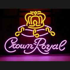 a neon sign that says crown royal