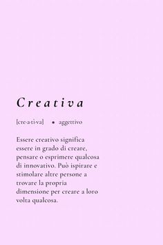 a pink background with the words creativa