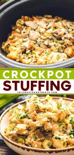 This easy Crockpot Stuffing is perfect for holidays when oven space is short! It’s slow cooked while you are preparing for the holidays so you don’t have to worry about it. This dressing has an amazing flavor because of the herbs and seasonings. Plus, it’s so easy and delicious. Easy Crockpot Stuffing, Crock Pot Stuffing, Stuffing Recipes Crockpot, Easy Dressing Recipe, Crockpot Stuffing, Thanksgiving Crockpot Recipes, Bread Dressing, Big Dinner, Crockpot Ideas