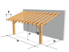 an image of a wooden pergolan with measurements for the top and bottom sections