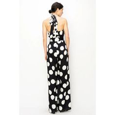 Chic halter neck black and white polka dot wide leg jumpsuit *Available at our Rehoboth Beach location or Online Chic Polka Dot Jumpsuits And Rompers For Party, Chic Polka Dot Jumpsuits And Rompers For Summer, Weekend Fits, Beach Location, Polka Dot Jumpsuit, Rehoboth Beach, Wedding Weekend, Wide Leg Jumpsuit, O Ring