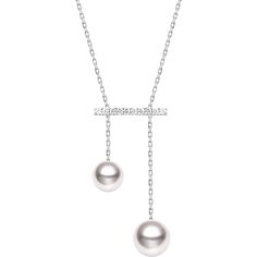 18K solid white gold Akoya saltwater cultured pearl Size: one is 6.5-7.0mm, another one is 7.5-8.0mm Weight of diamonds: 10 diamonds, around 0.076 carats in total Chain length: 50cm (adjustable) Total weight: around 2.47g Handpicked of every pearl, only the top 1% of pearls are selected Handcrafted Lifetime warranty Pearl And Diamond Necklace, Balance Beam, Colour Stone, Saltwater Pearls, Akoya Pearls, Pearl Size, Pearl Jewelry, Luxury Jewelry, Chain Length