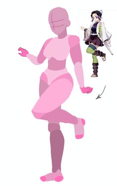 an animated image of a woman in pink and green with one leg up, the other standing