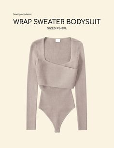 This easy to sew, super stylish bodysuit pattern is perfect for new or experienced sewers! The pattern comes in sizes XS-3XL, and all patterns already include seam allowances. A ribbed knit is recommended for this project to get the full effect of the texture across the wrap. You'll need 2-2.5 yards of fabric depending on the fabric width and the size chosen. This pattern comes with easy to follow instructions with diagrams for each step and can be printed in A0 paper.  Please reach out if you have any questions or concerns regarding this product. Let's get sewing! Bodysuit Pattern, New Years Eve Outfits, Fall 2023, Neck Wrap, Wrap Sweater, Dream Clothes, Womens Bodysuit, Long Sleeve Bodysuit, American Apparel