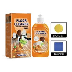 the floor cleaner is next to an orange box