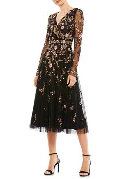 Mac Duggal Illusion Embroidered Midi Dress | Nordstrom Short Wedding Guest Dresses, A Line Cocktail Dress, Dresses Classy, Mac Duggal Dresses, Groom Dresses, Embroidered Midi Dress, Short Cocktail Dress, فستان سهرة, Dreamy Dress