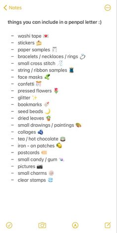 an iphone screen with the text'things you can include in a pencil letter '