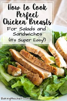 How to cook perfect tender and moist chicken breasts for salads and sandwiches. This makes the BEST chicken!! Baking Mischief, Freezing Cooked Chicken, Perfect Chicken Breast, Moist Chicken Breast, Moist Chicken, Salad With Chicken, Ways To Cook Chicken, Perfect Chicken, Meat Thermometer