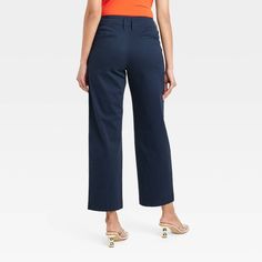 Elevate your everyday wardrobe with these High-Rise Straight Ankle Chino Pants from A New Day™. Tailored in a straight-leg silhouette, these ankle chino pants are crafted from soft, stretch twill fabric. They're designed with a fly button and zipper closure for a snug fit, while side slash pockets add space for small essentials. Pair them with anything from blouses to basic tees to tailored shirts for a variety of casual-chic outfits. A New Day™: Style that goes wherever you do. Spring Ankle-length Chinos For Workwear, Ankle-length Chinos For Spring Workwear, Cotton Cropped Leg Capris For Work, Cotton Workwear Capris With Cropped Legs, Cotton Workwear Capris, Spring Mid-rise Chinos For Work, Spring Relaxed Fit Mid-rise Dress Pants, Versatile Wide-leg Capris, Mid-rise Chinos For Spring Workwear