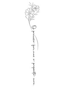 the words are written in black ink on a white background with a flower and leaves