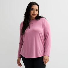 Great for layering or wearing on its own, this Juniors' Plus Size SO® Long Sleeve Crew Tee is an essential piece for every wardrobe.Click on this WOMEN'S GUIDE to find the perfect fit and more! Great for layering or wearing on its own, this Juniors' Plus Size SO® Long Sleeve Crew Tee is an essential piece for every wardrobe.Click on this WOMEN'S GUIDE to find the perfect fit and more! FEATURES Shirttail hem Long sleeves CrewneckFIT & SIZING 28 1/2-in. length from shoulder to hemFABRIC & CARE 63% Fabric Care, Gender Female, Age Group, Layering, Perfect Fit, Tops & Tees, Long Sleeves, Top Outfits, Spandex