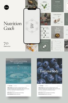 Nutrition Coach Template - Canva - Siteoutsite Nutrition Graphics, Nutrition Website Design, Ransom Note Letters, Nutrition Instagram, Nutrition Website, Nutrition Meal Plan, Ransom Note, Not Drinking Enough Water, Ig Aesthetic