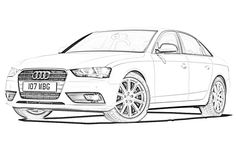 a drawing of an audi car