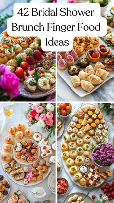 A beautifully arranged platter of bridal shower brunch finger foods, featuring savory pastries, sweet treats, and colorful presentations, perfect for celebrating love and impressing guests. Bridal Brunch Menu Ideas Breakfast, Brunch For Bridal Party, Finger Foods For Bridal Shower Brunch, Brunch Ideas Finger Food, Bridal Shower Themes Brunch Party Ideas, Brunch Party Finger Foods, Brunch To Go Ideas, Bridal Tea Food, Shower Breakfast Ideas