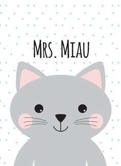 a gray cat with the words mr m auu on it's face and eyes