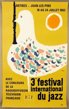 an advertisement for the 3 festival international du jazz in france, featuring a white bird