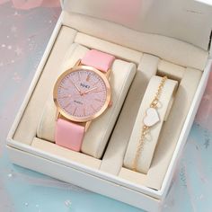 Affordable Luxury Watch Brands Pink Quartz Bracelet, Pearl Wedding Jewelry Sets, Brown Watches, Watch Set, Pink Watch, Luxury Watch Brands, Pink Set, Watches Women Fashion, Fine Watches