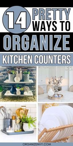 Organize your kitchen counters with style, using these beautiful ideas as your inspiration! Kitchen counter storage | Kitchen organization | Small kitchen storage | Declutter and Organize | Kitchen counter ideas Small Kitchen Counter Organization, Kitchen Countertops Quartz, Upcycle Kitchen, Organize Kitchen Countertops, Declutter Kitchen Counter, Modern Kitchen Countertops, Small Kitchen Counter, Kitchen Counter Organization Ideas, Kitchen Counter Storage