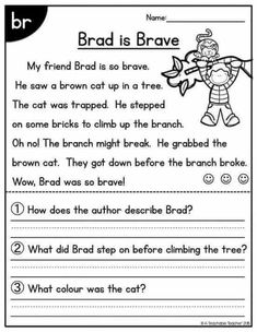 the worksheet for reading and writing with an image of brad is brave on it