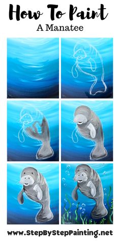 how to paint a manatee step by step