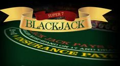 a blackjack casino table with the words super 7 jack written in gold on it