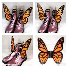 Wings For Shoes, Upcycle Shoes, Butterfly Halloween Costume, Kids Footwear, Dark Wings, Lace Accessories, 3d Butterfly, Fashion Illustration Dresses, Roller Skates