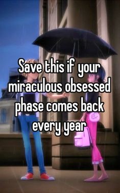 a cartoon character holding an umbrella with the caption save this if your ridiculous obsesed phase comes back every year