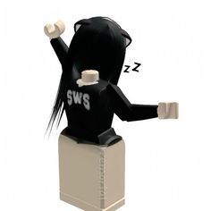 a black and white lego figure with the word swvs on it's chest