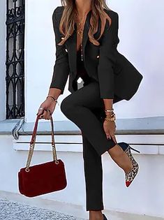 Work Outfits Frauen, Basic Streetwear, Casual Chique, Blazer Set, Looks Black, Business Attire, Work Attire